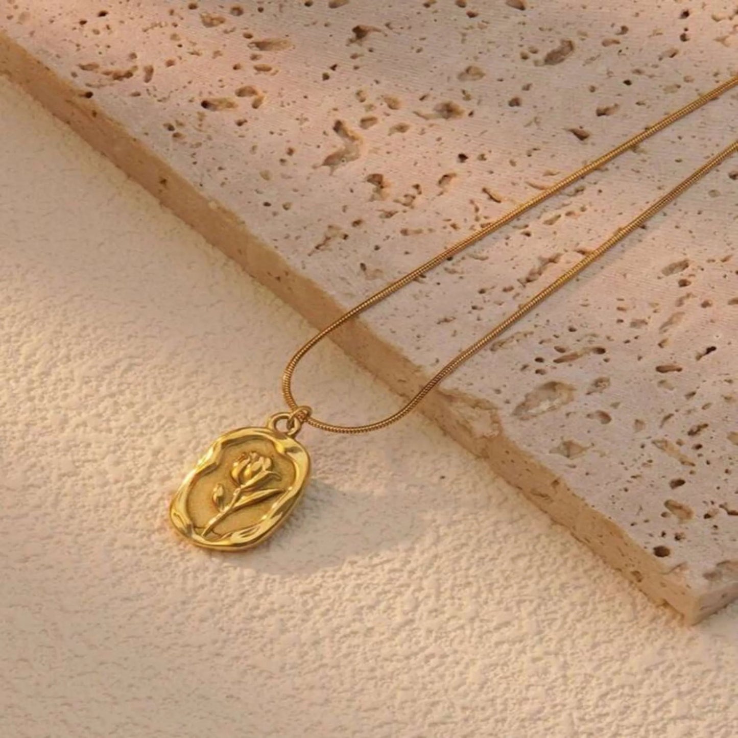 Rose Pendant Gold Chain -- Thecharmingcharms09