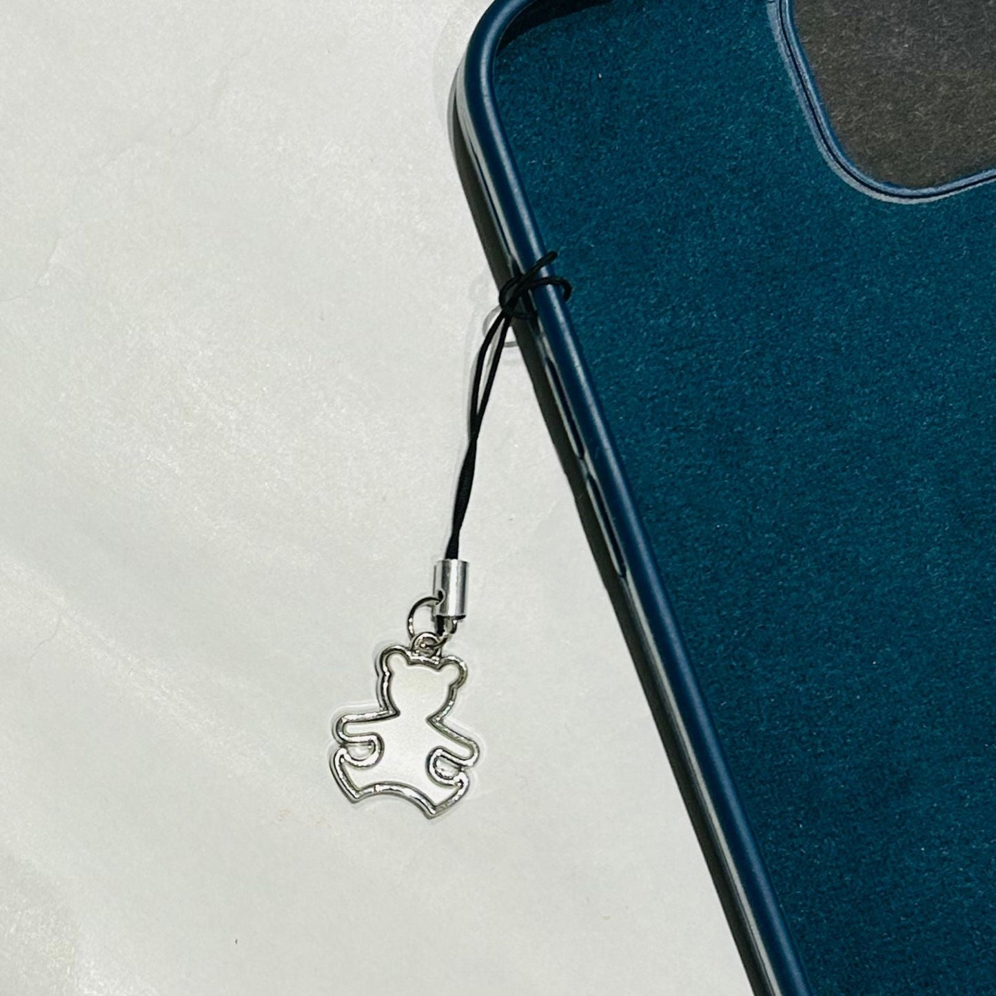 Teddy phone charm (silver) - Thecharmingcharms09
