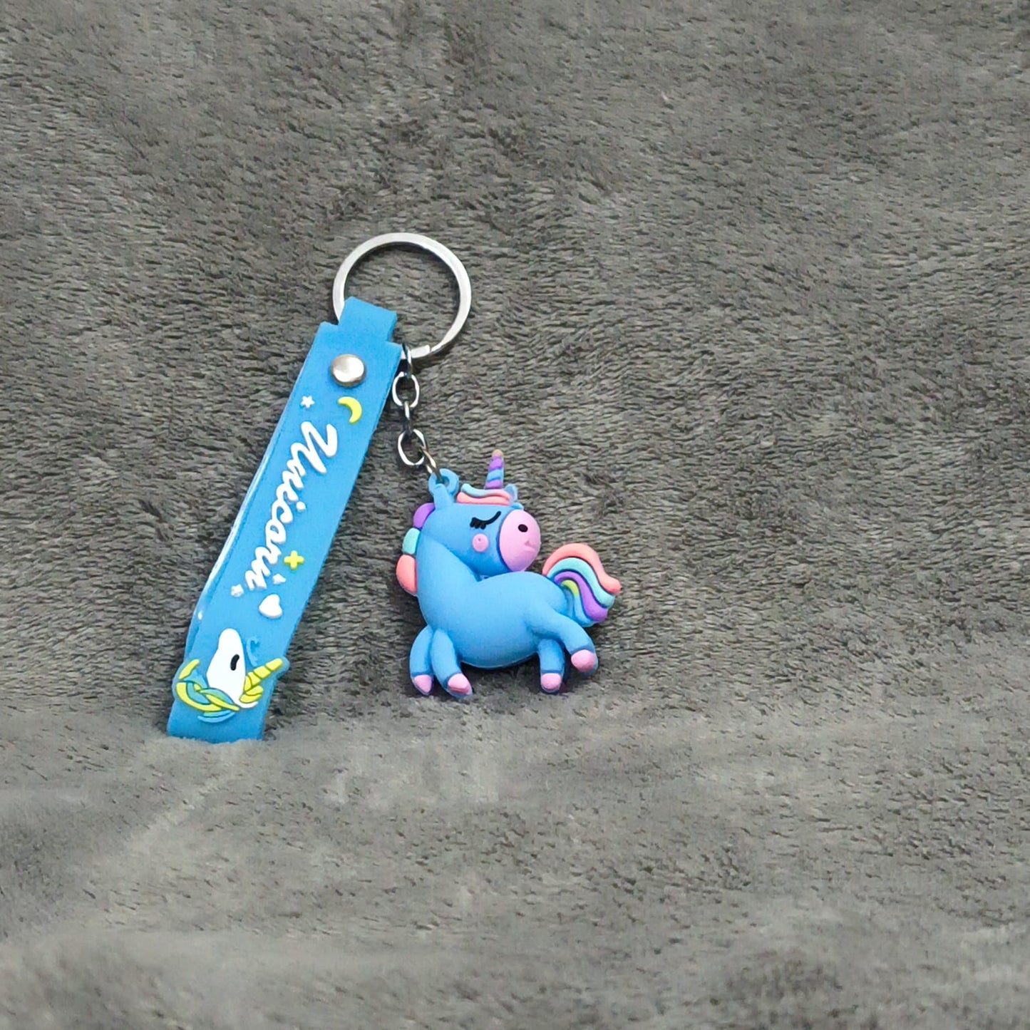 Unicorn Double Sided Rubber Keychain to organise your car keys,bike keys,room keys,bag keychain