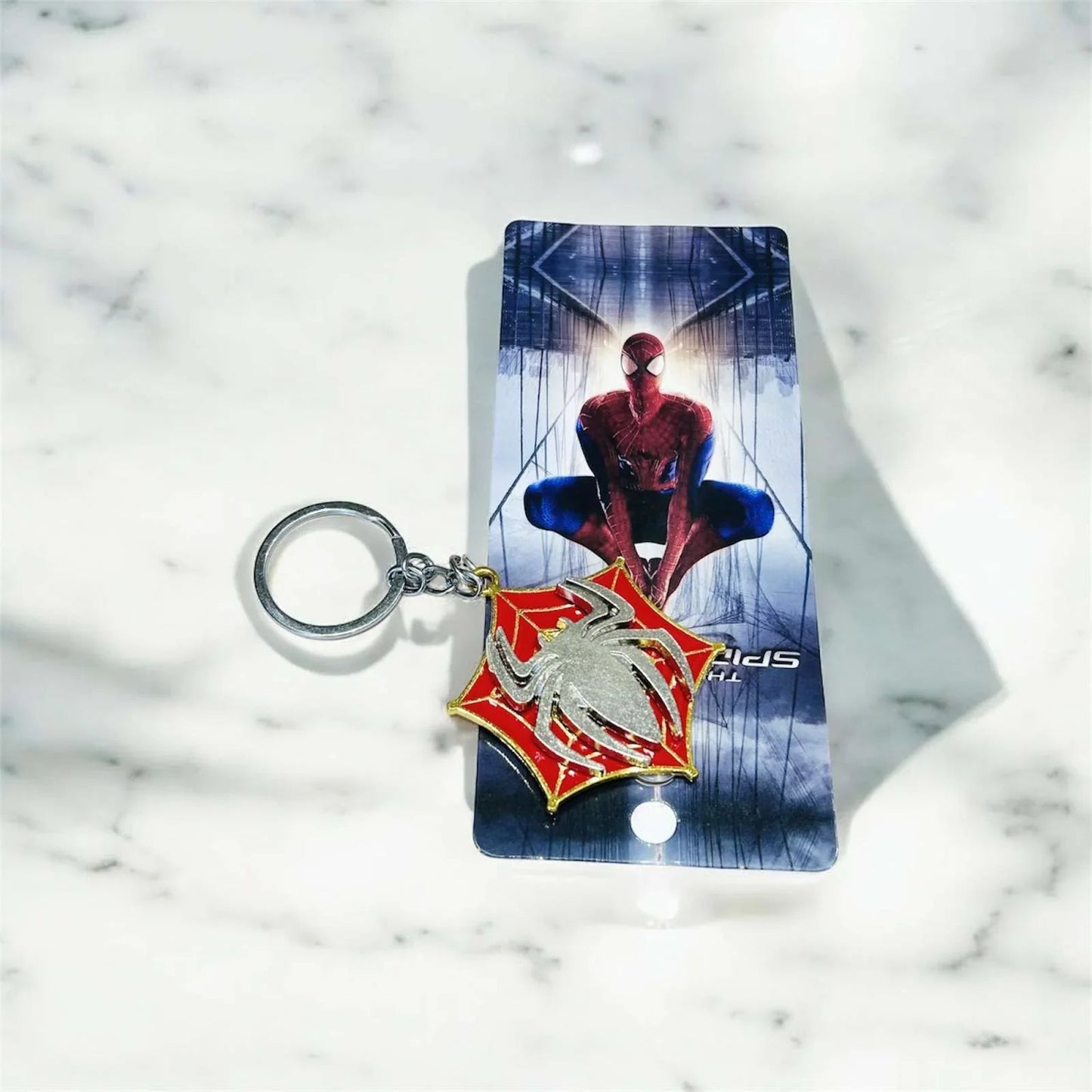 Spider Web Keychain – Stainless Steel Marvel-Inspired Accessory - Thecharmingcharms09